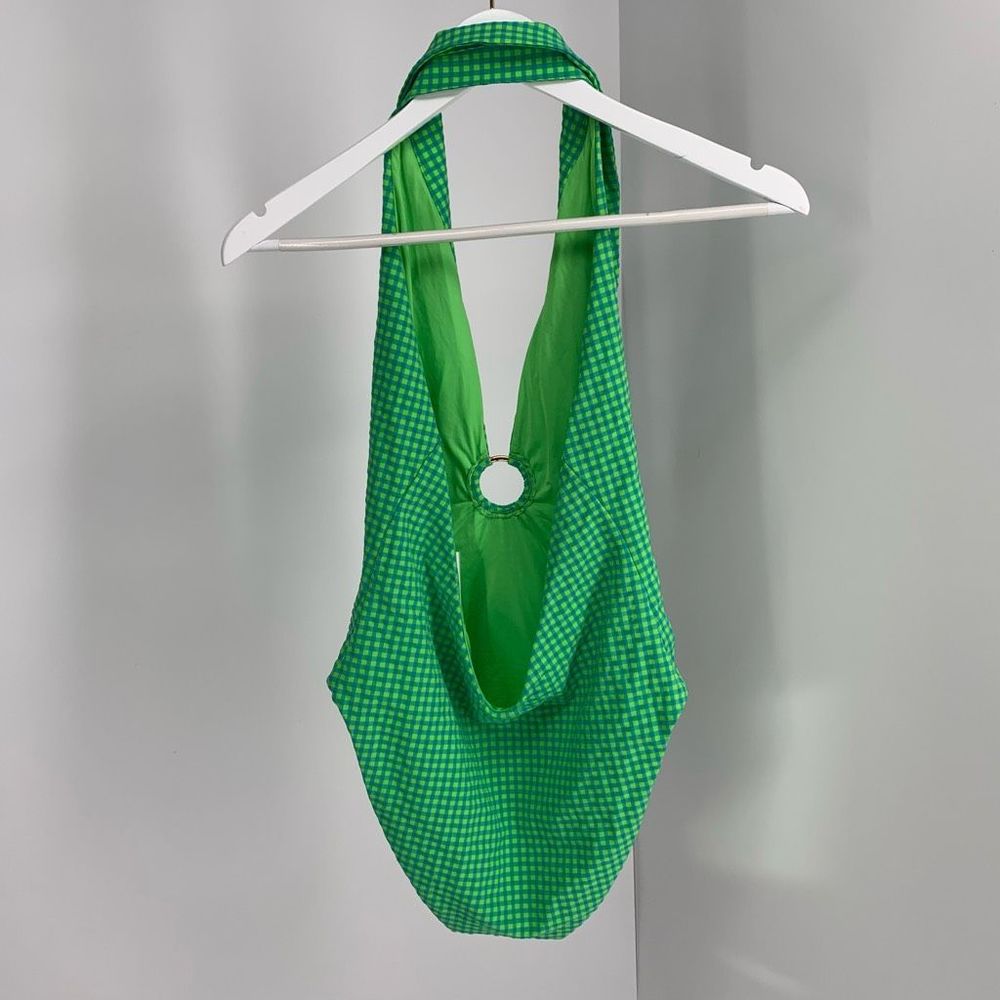 New WEWOREWHAT green one piece swimsuit plaid sz  L womens - Picture 4 of 9